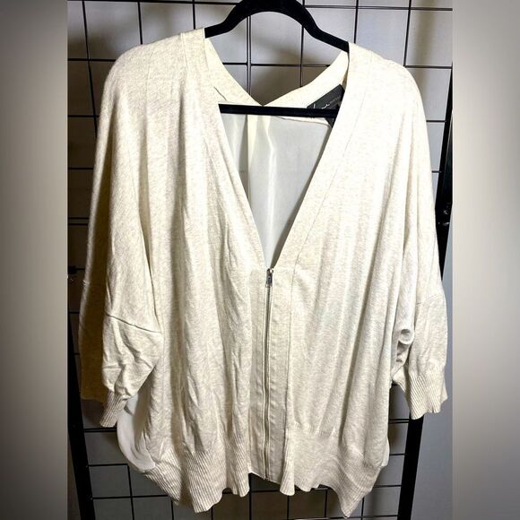 Lane Bryant Plus Size Sheer Back Vneck Cardigan With Zipper EUC - Picture 1 of 8